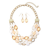 Multi-Row Statement Necklace & Earrings Set for Prom or Homecoming 4296S