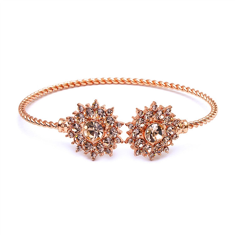 Rose Gold Crystal Sunburst Cuff Bracelet 4297B-RG