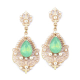 Gold Frost Dangle Earrings with Mint Opal Pear 4303E