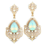 Gold Frost Dangle Earrings with Mint Opal Pear 4303E