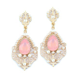 Gold Frost Dangle Earrings with Mint Opal Pear 4303E