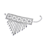 Super Bling Cascading Hand Bracelet with Rhinestone Fringe 4312B-S