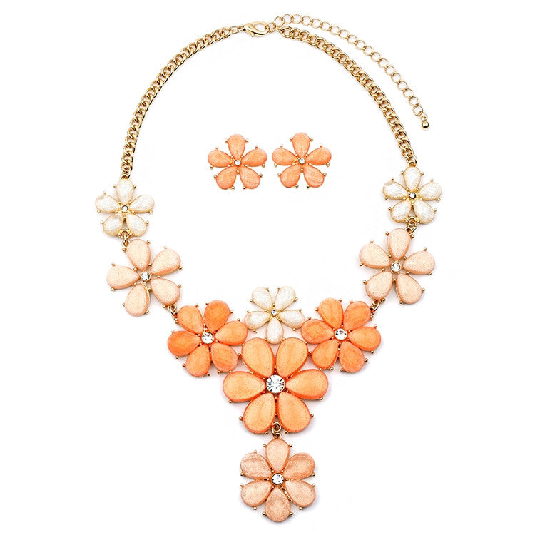 Flower Power Statement Necklace Set 4335S