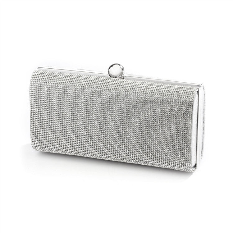 Micropave Crystal Bridal Clutch Evening Bag in Silver 4390EB-CR-S