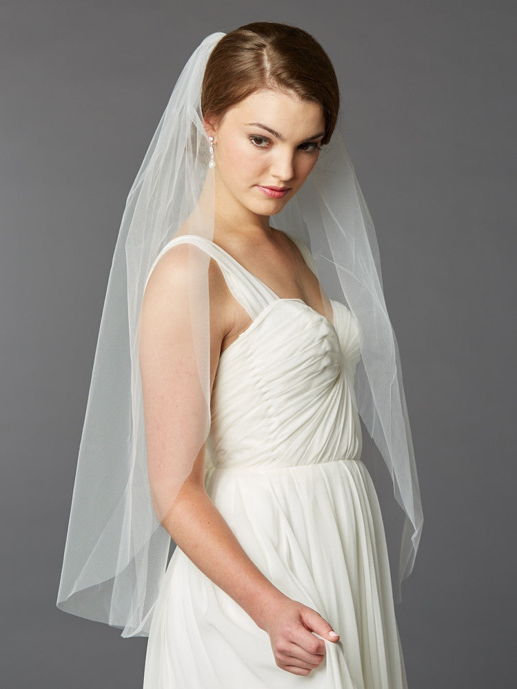 Fingertip Length Single Layer Cut Edge Bridal Veil 4433V-36-I