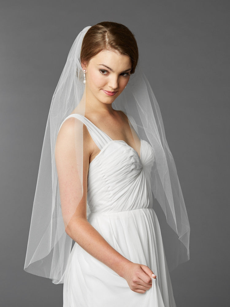 Fingertip Length One Layer Cut Edge Wedding Veil 4433V-36-W