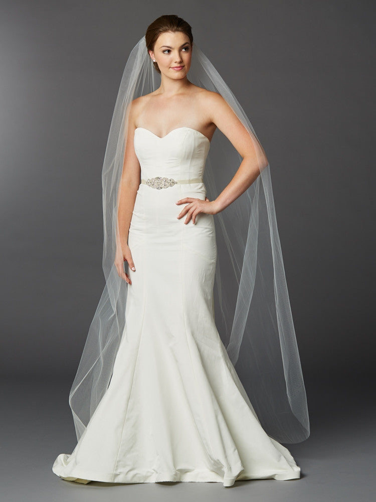 Chapel or Floor Length One Layer Cut Edge Bridal Veil in Ivory 4433V-72-I