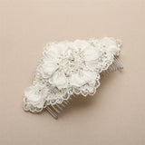 Ivory Crystal Lace Bridal Comb with Delicate Crepe Petals 4485HC-I