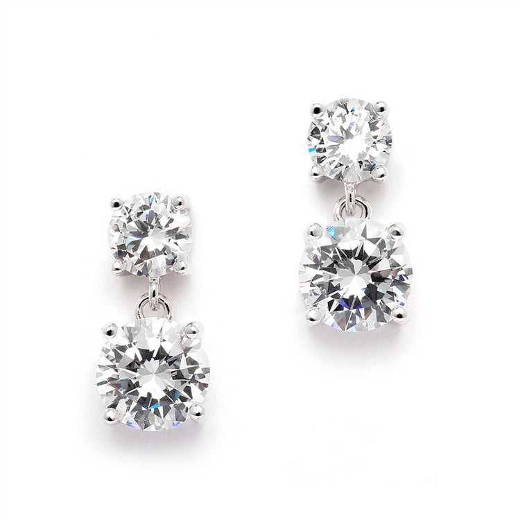 Cubic Zirconia Drop Earrings with 1/2 Ct. Studs and 2.0 Ct. Drops 4491E-S