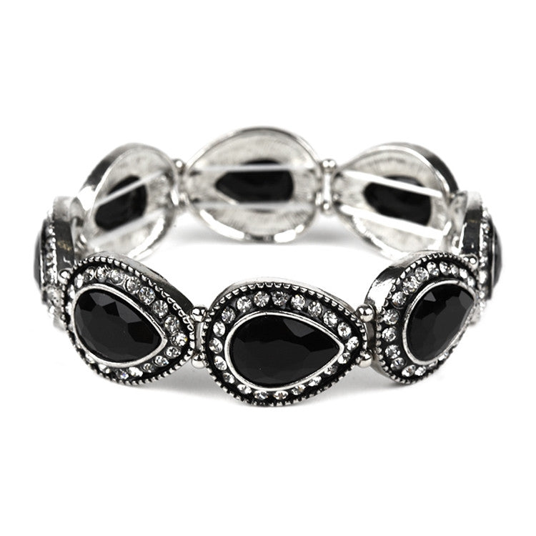 Jet Black Vintage Designer Stretch Bracelet 4525B-JE