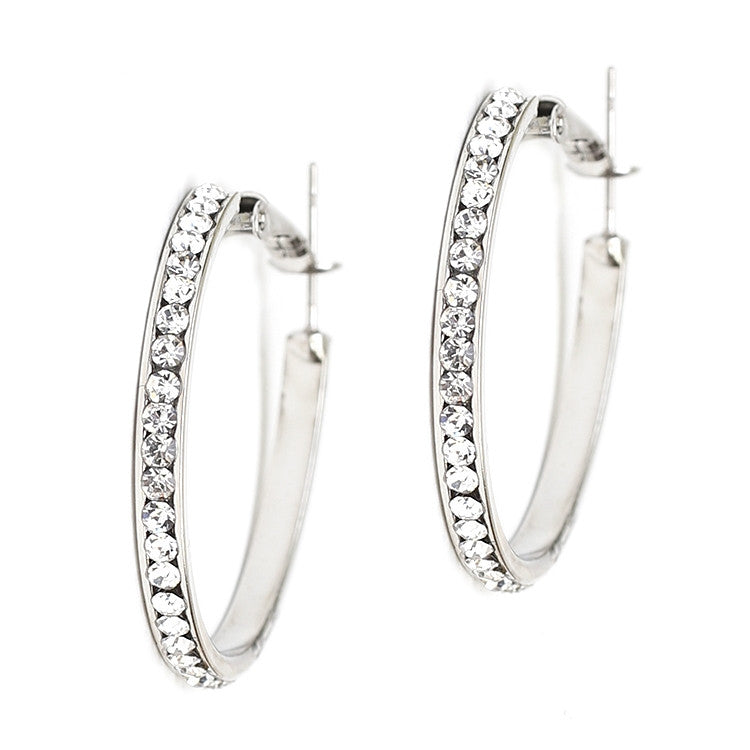 Channel-set Crystal Hoop Earrings 4526E-CR-S