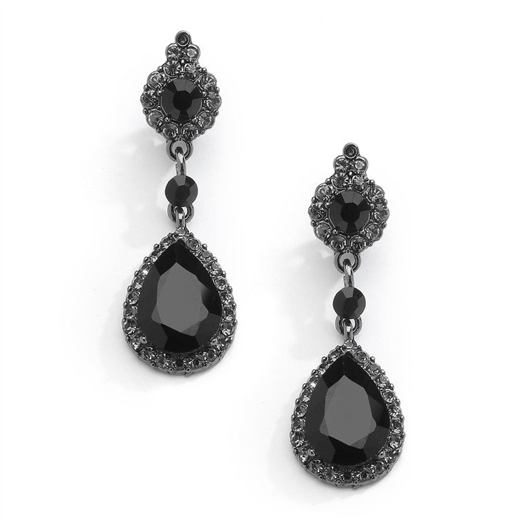 Crystal Earrings with Teardrop Dangles 4532E