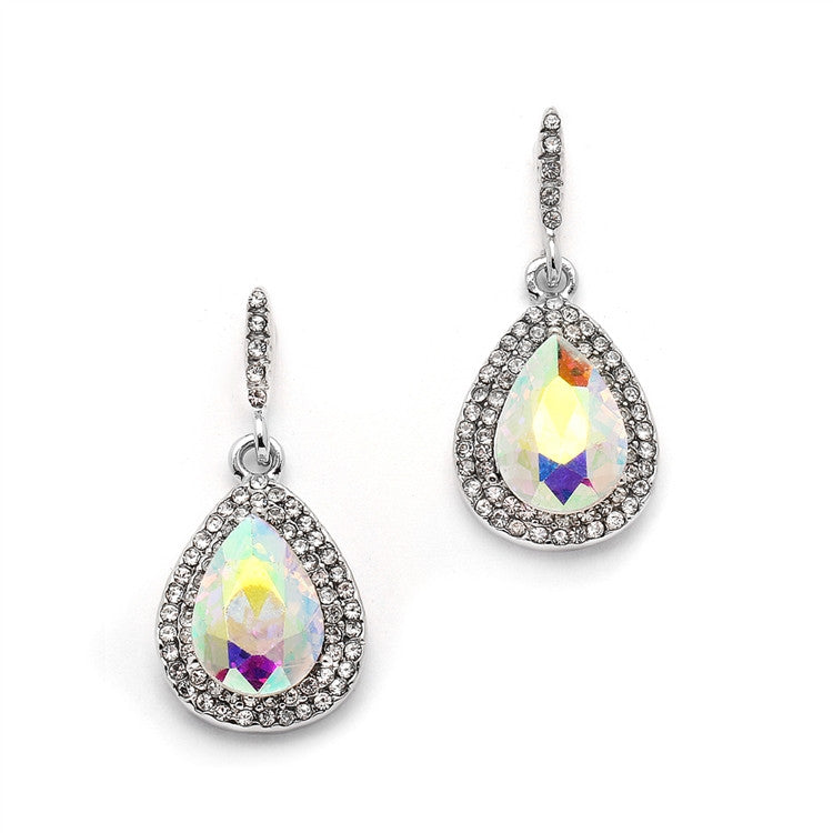 Iridescent Micro-Pave AB Teardrop Earrings 4535E-AB-S