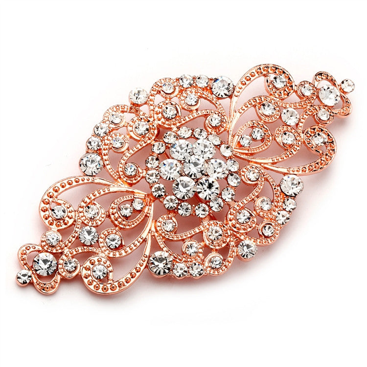 Rose Gold Vintage Art Deco Bridal Brooch 4574P-RG