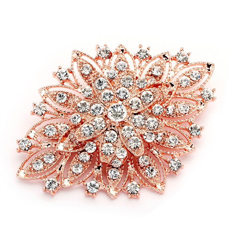 Rose Gold Vintage Floral Bridal Brooch 471P-RG