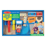 Melissa & Doug Deluxe Tool Belt Set - 5 Wooden Tools, 8 Building pc, Adjustable Belt