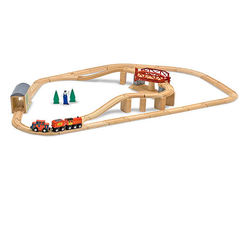 Melissa & Doug Children's Wooden Swivel Bridge (47 Pieces) Play Train Set