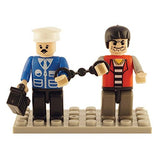 Bundle of 2 |Brictek Mini-Figurines (2 pcs Police/Prisoner & 3 pcs Construction Sets)