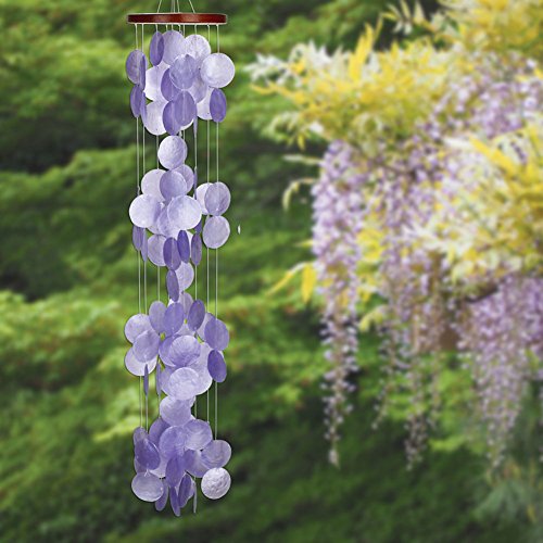 Woodstock Chimes CWRV The Original Guaranteed Musically Tuned Chime Asli Arts Collection, Capiz Waterfall - Violeta