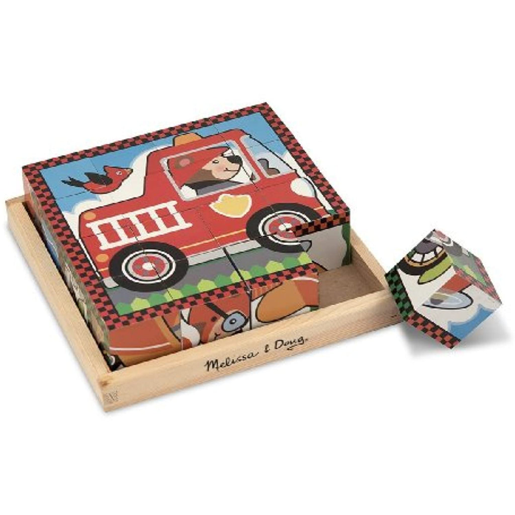 Melissa & Doug Vehicles Themed Cube Puzzle & 1 Scratch Art Mini-Pad Bundle (00772)