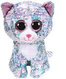 Ty Whimsy - The Blue Sequin Cat - Medium - 10"