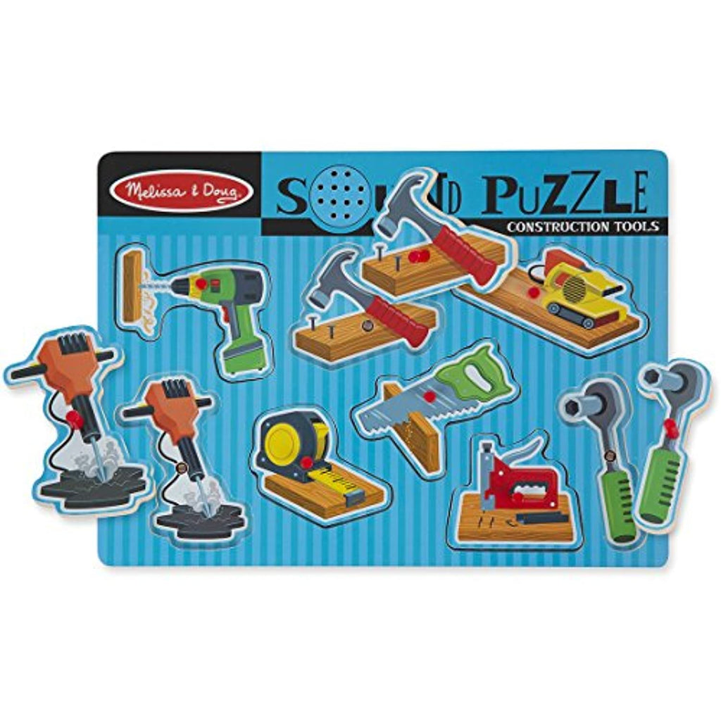 Melissa & Doug Construction Tools: 8-Piece Sound Puzzle + Free Scratch Art Mini-Pad Bundle [07337]