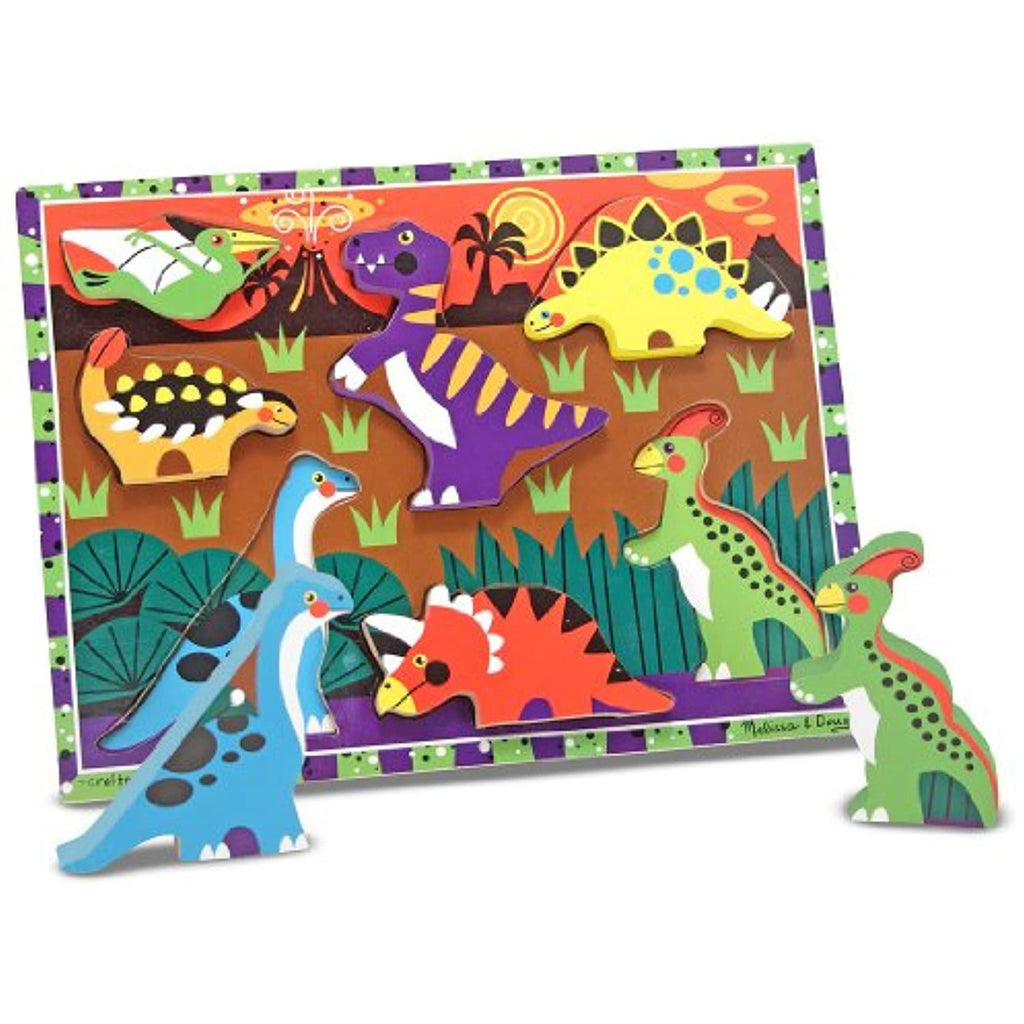 Melissa & Doug Dinosaur Themed Chunky Puzzle & 1 Scratch Art Mini-Pad Bundle (03747)