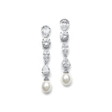 Modern Multi Shape CZ Drop Earrings with Freshwater Pearl 538E