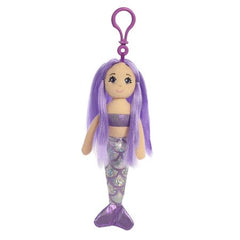 7" Amethyst Clip-On Sea Sparkles Soft Plush Purple Mermaid