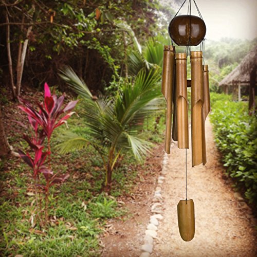 Woodstock Chimes C200 The Original Guaranteed Musically Tuned Chime Asli Arts Collection, Large, Whole Coconut Bamboo