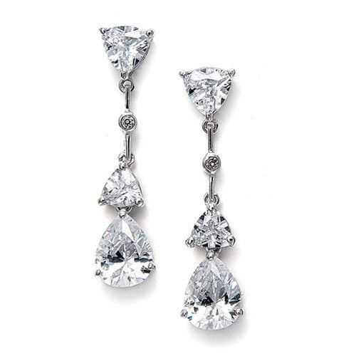 Cubic Zirconia Multi Shaped Dangle Earrings 679E