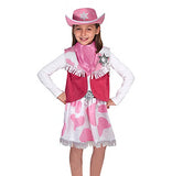 Melissa & Doug Cowgirl Role Play Costume Set (5pcs) - Skirt, Hat, Vest, Badge, Scarf, Adult Unisex, Size: Small, Gold/Pink/White