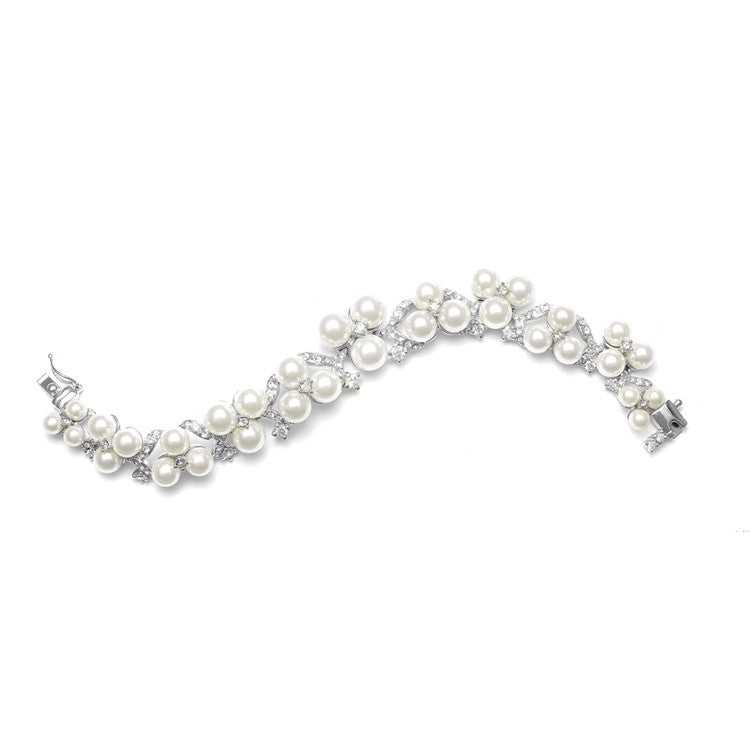 Graduated Pearl Trios Bridal Bracelet 705B