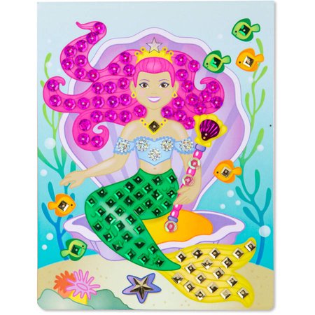 Melissa & Doug On the Go Sequin Art Craft Activity Set: 500+ Sequins and Gems and 4 Scenes - Mermaids