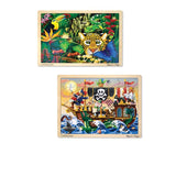 Melissa & Doug Wooden Jigsaw Puzzles Set - Rainforest Animals and Pirate Ship 2pc