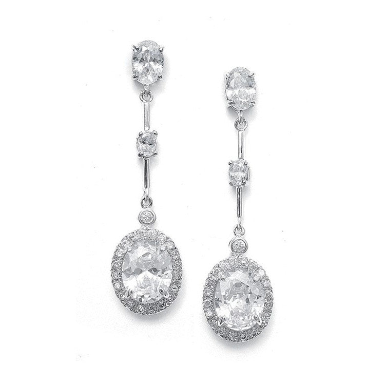 Delicate CZ Ovals Dangle Earrings 760E