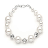 Pearl Wedding Bracelet with Rhinestone Fireballs 878B