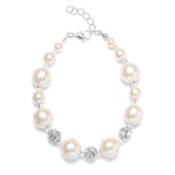 Pearl Wedding Bracelet with Rhinestone Fireballs 878B