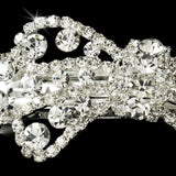 Rhinestone Bow Hair Barrette 1338 Silver Clear-Discontinued