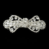 Rhinestone Bow Hair Barrette 1338 Silver Clear-Discontinued