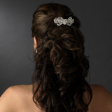 Rhinestone Bow Hair Barrette 1338 Silver Clear-Discontinued