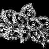 Rhodium Silver Clear Rhinestone Swirl Barrette 250