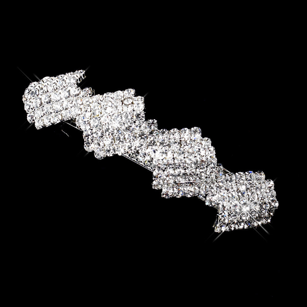 Silver Clear Zigzag Rhinestone Barrette 70956