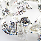 Silver Clear Small Floral Rhinestone Clip 108