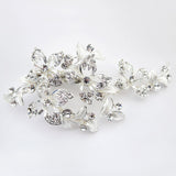 Silver Clear Small Floral Rhinestone Clip 108