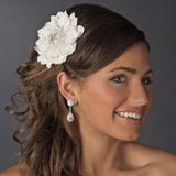 Ivory or Diamond White Gold Bridal Flower Hair Clip 436