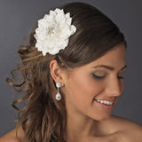 Ivory or Diamond White Gold Bridal Flower Hair Clip 436