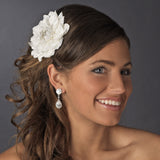 Ivory or Diamond White Gold Bridal Flower Hair Clip 436