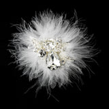 Exquisite Silver Clear Rhinestone & Swarovski Crystal Bridal Hair Clip White or Ivory Feathers 460