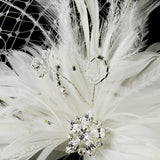 Ivory Flower Feather & Crystal Fascinator Hair Clip 518